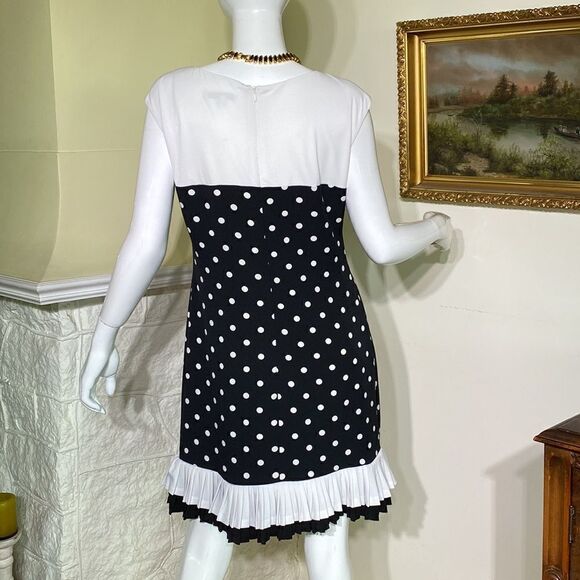 Sandra Darren Black & White Polka Dot Mini Dress - Picture 3 of 14